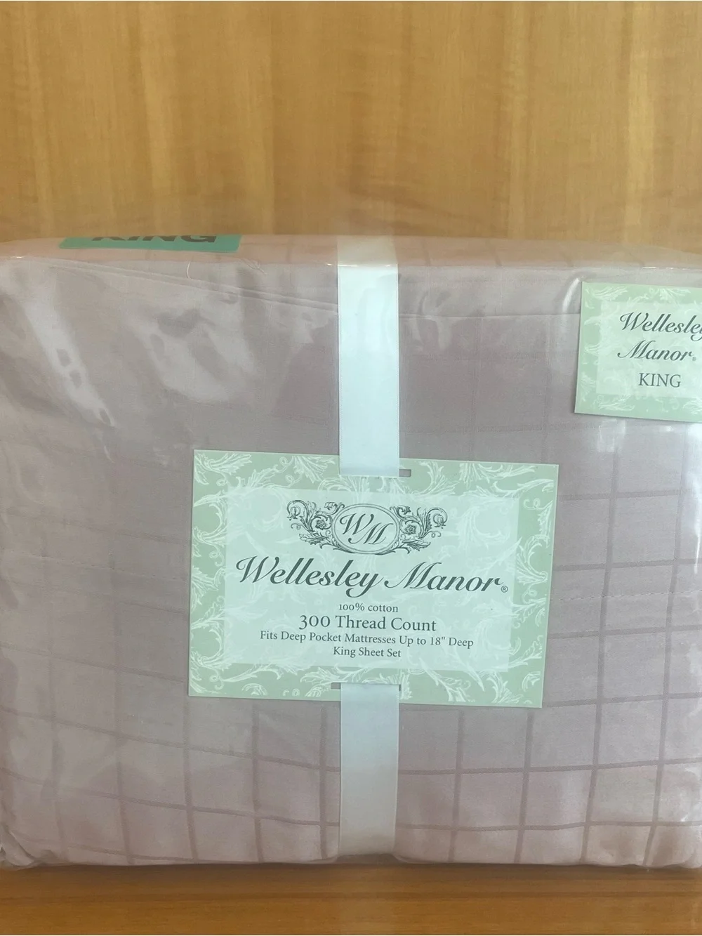 300 TC Blush windowpane Sheet Set